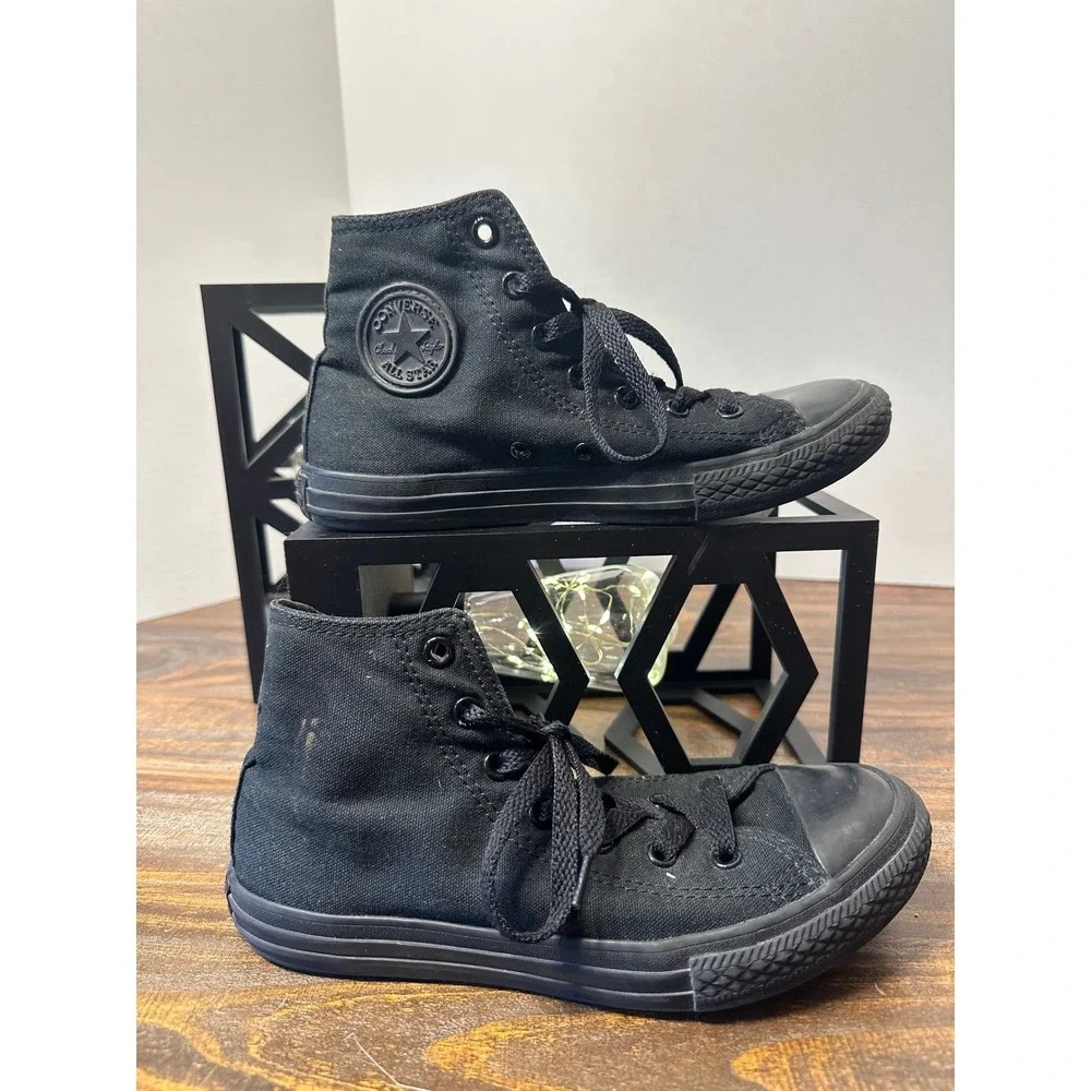 Converse All Star High Top Sneakers Black Casual Youth Shoes Size 3‎